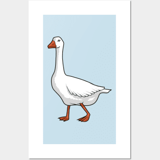 White Goose Bird Repeating Pattern Posters and Art